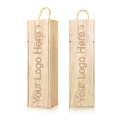 Single wood wine box with logo